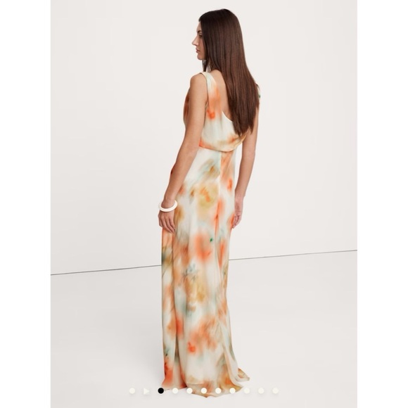 Banana Republic Twisted Shoulder Maxi Dress Wedding Event Gown Sz4 MSRP $250 - Picture 2 of 4